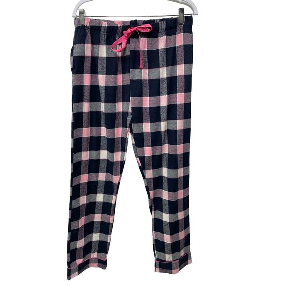 Lot 2 Bottoms Out Gal Pull On Drawstring Waist Flannel Sleep Pants Plaid Women L - Picture 2 of 16